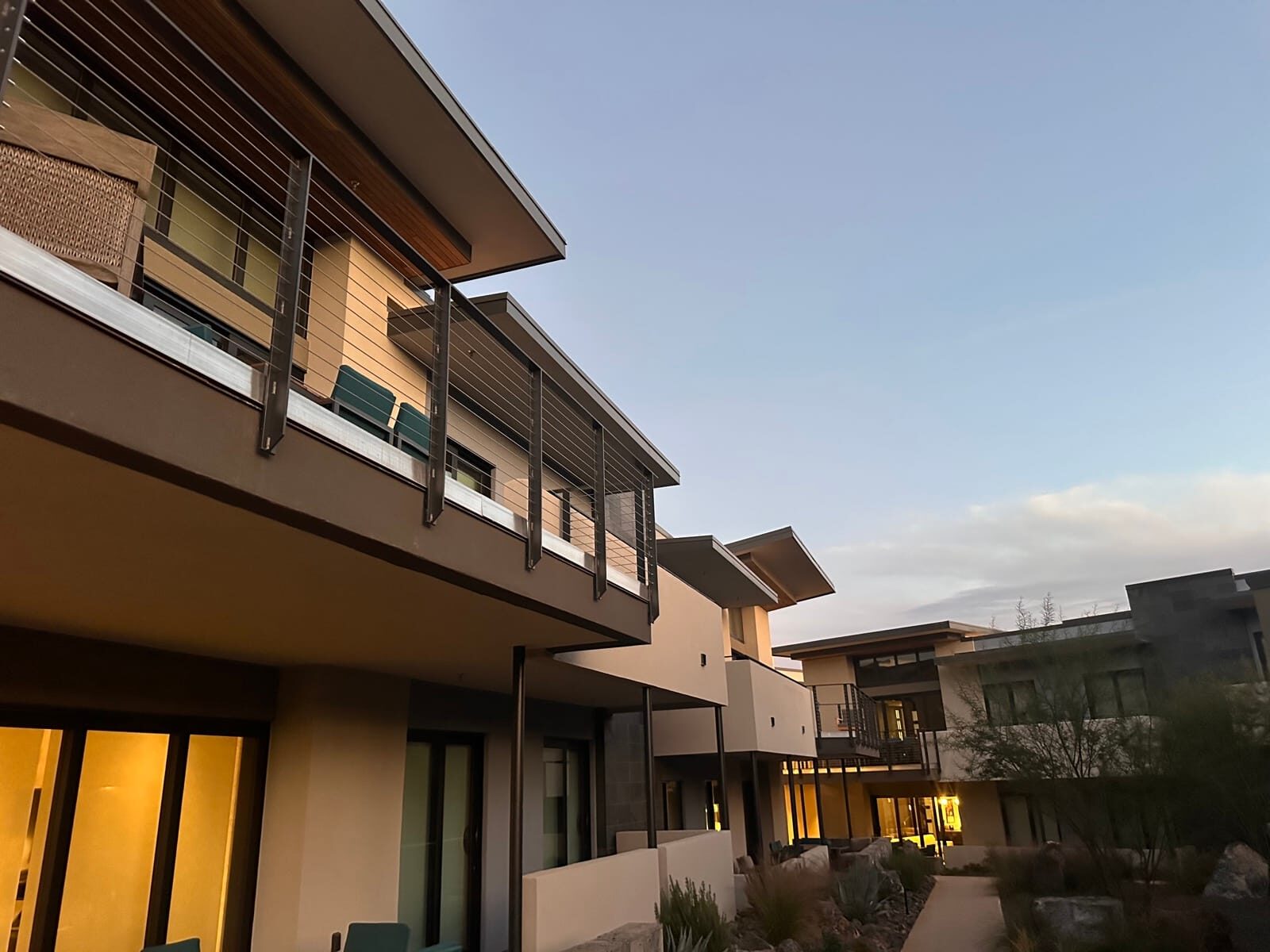 Stainless cable railing and lighted grab rail at Black Desert Resort