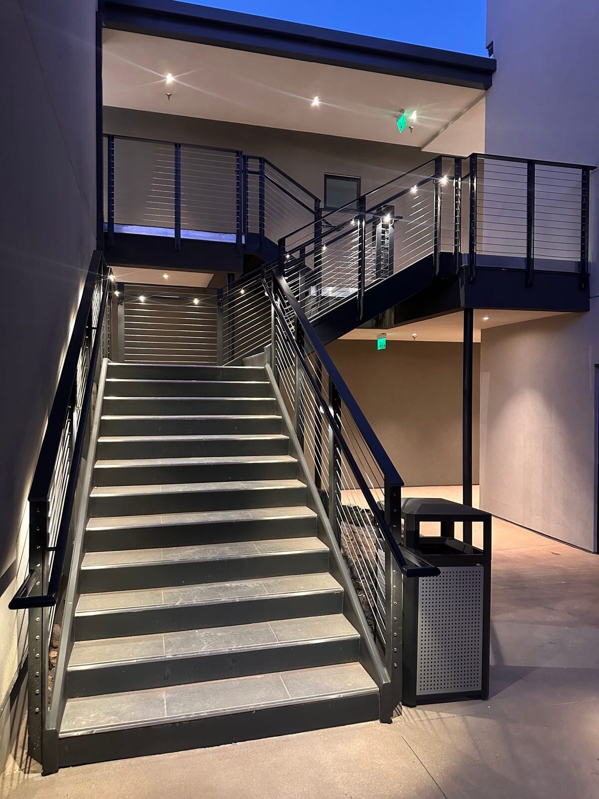 Stainless cable railing and lighted grab rail at Black Desert Resort, finished installation