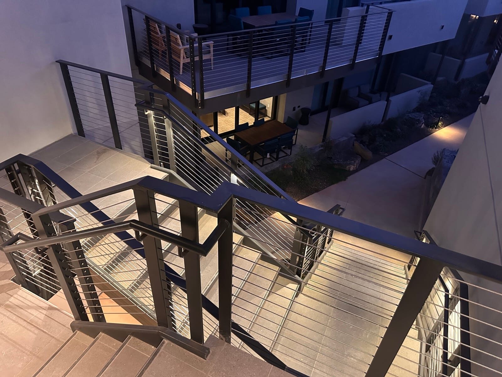 Stainless cable railing and lighted grab rail at Black Desert Resort