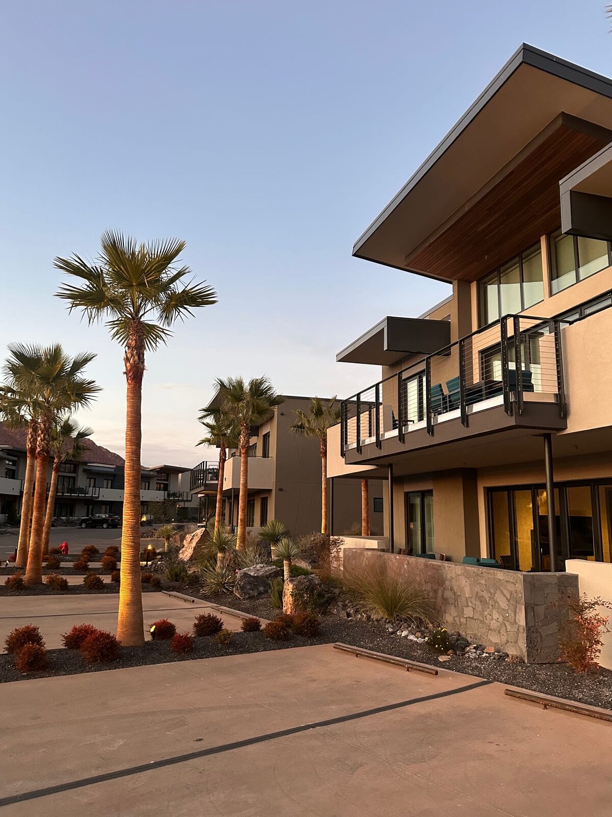 Stainless cable railing and lighted grab rail at Black Desert Resort, finished installation