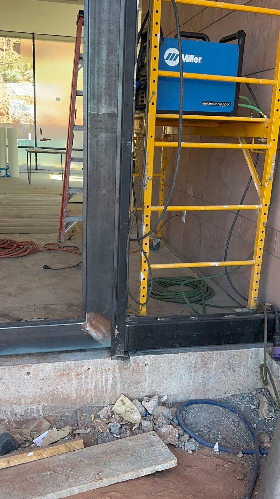 Custom steel grand entry door fabricated for the Entrada residence, detail