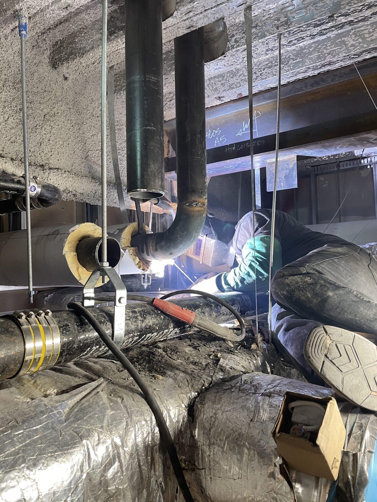 Mechanical piping fit-up inside the retrofitted room