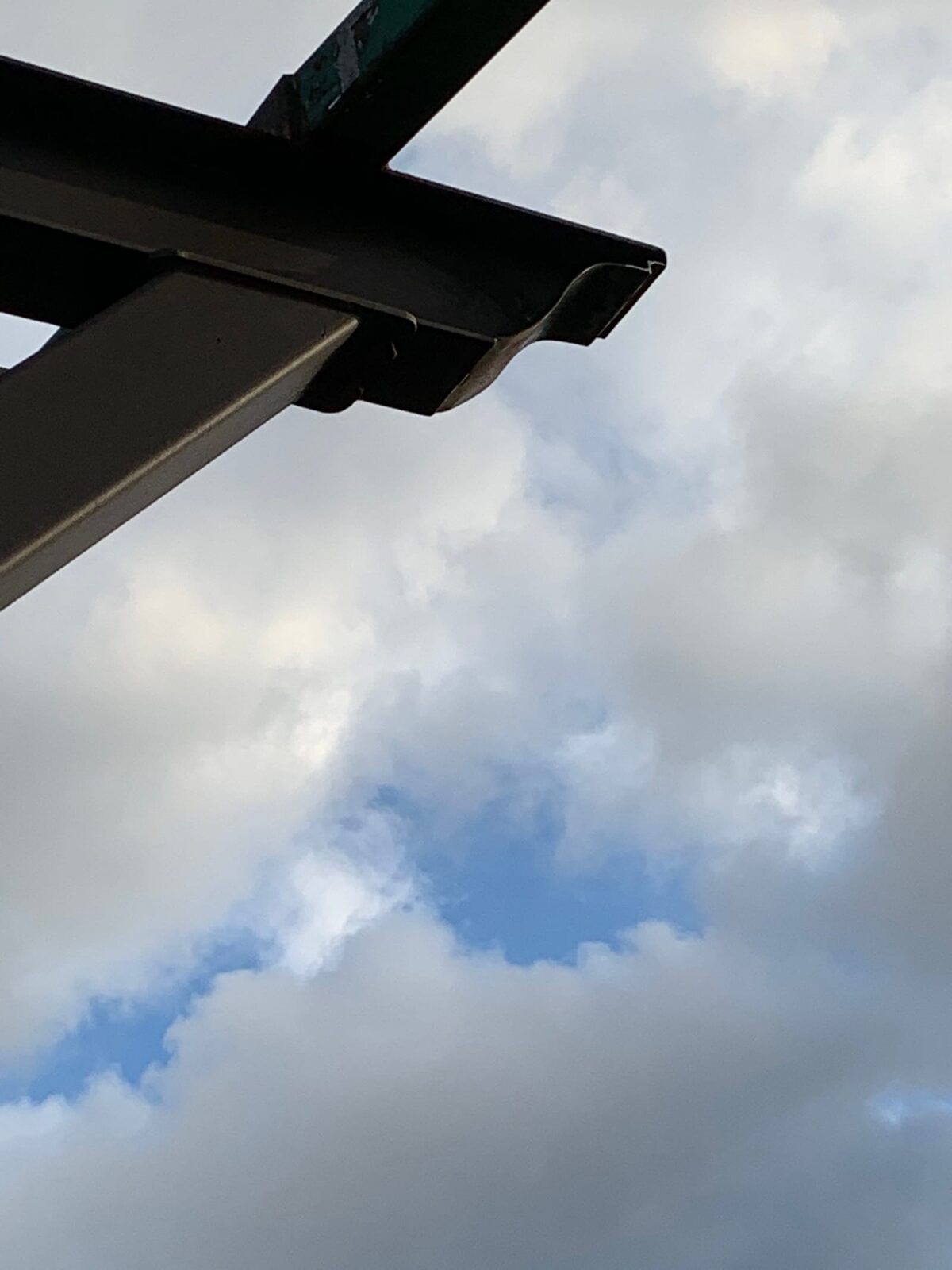 Steel I-beam covered arena and shade pavilion with tube-steel columns, close-up