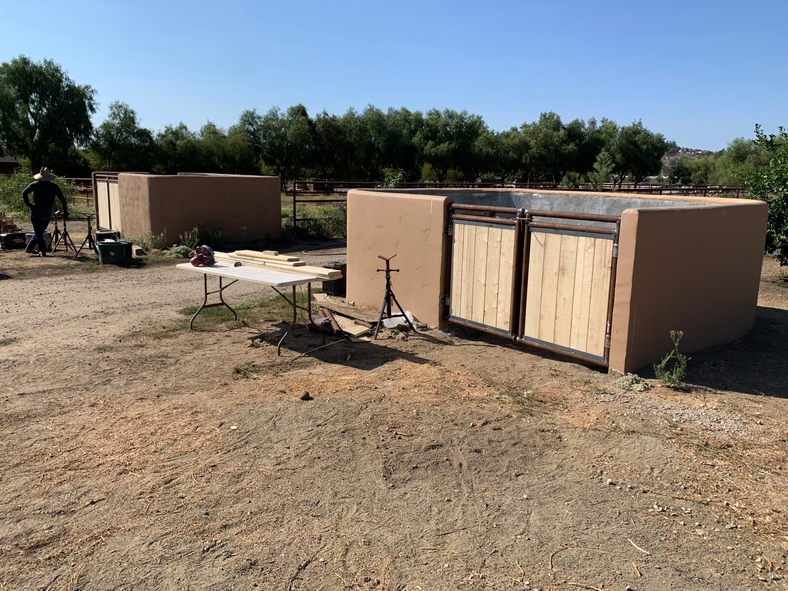 Custom welded ranch entry and access gate, on-site fabrication