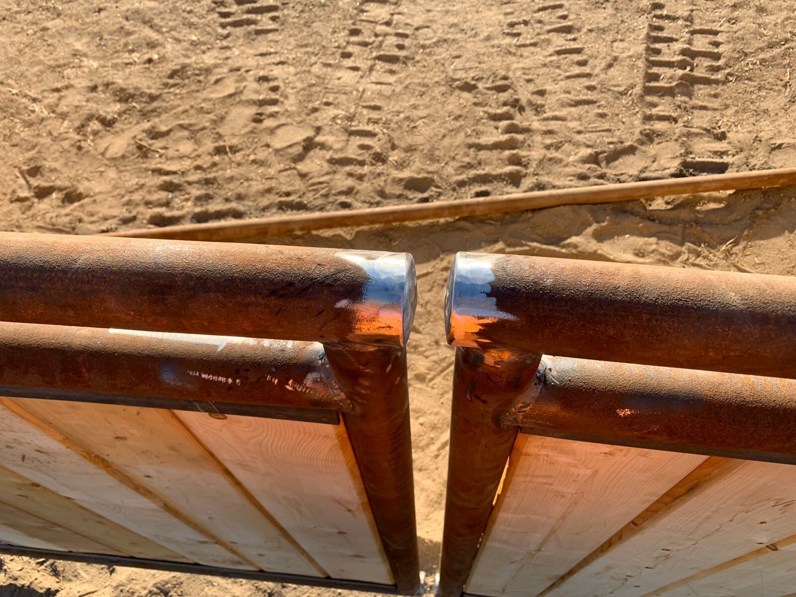 Custom welded ranch entry and access gate, on-site fabrication